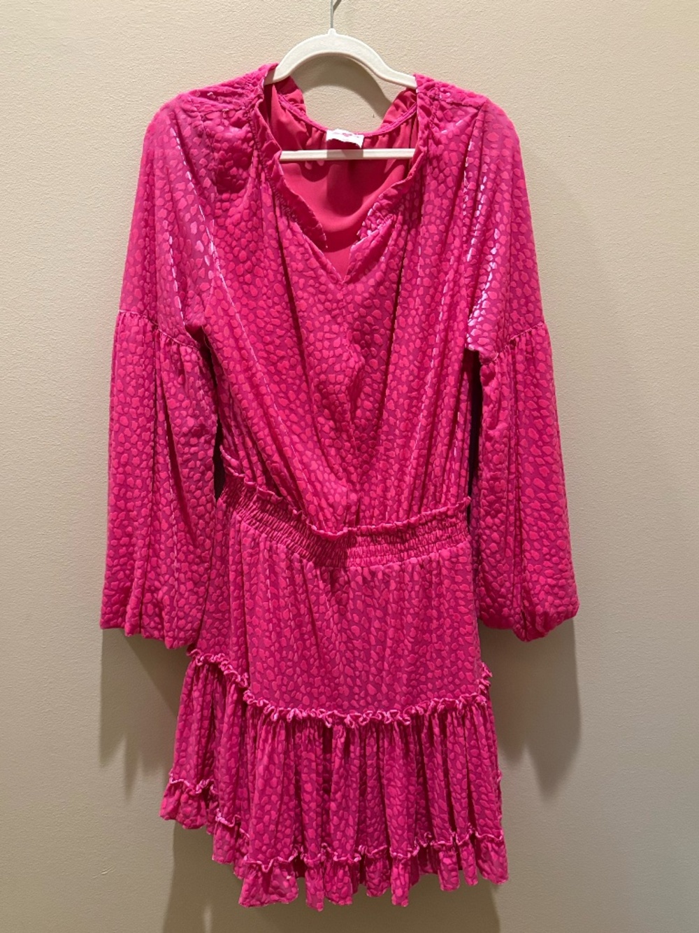 Buddy Love Long-Sleeve Ruffle Dress (Velvet) | Pink | Medium